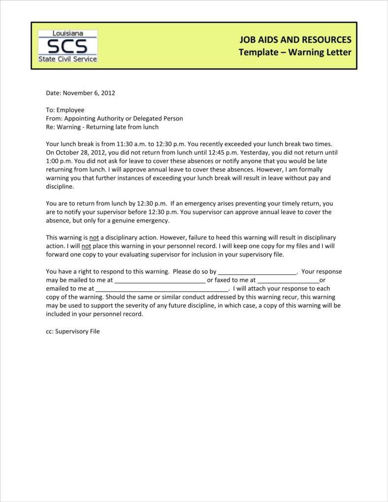 9 Late Warning Letter Examples Free Word Pdf Format Download