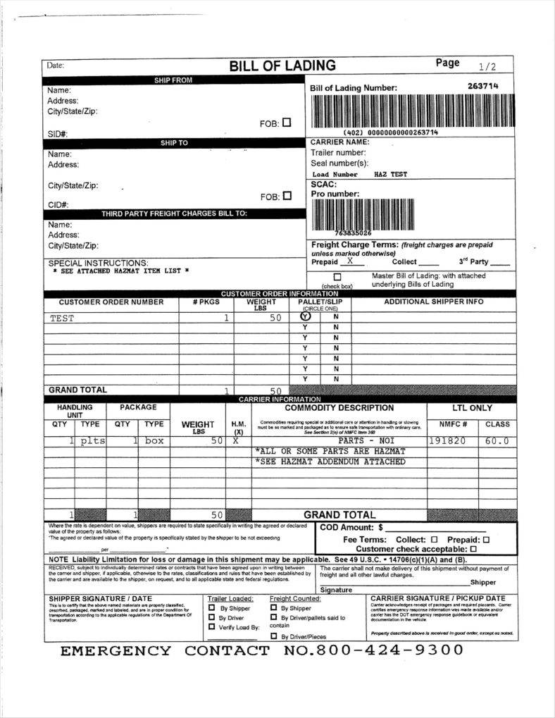 35 + Bill of Lading Templates in MS Word, Google Docs