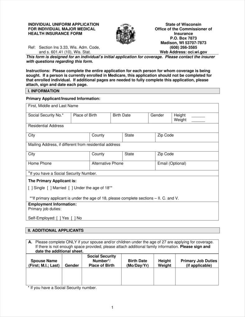 form for application sample oci Free  Insurance Application Form Format PDF Templates  9