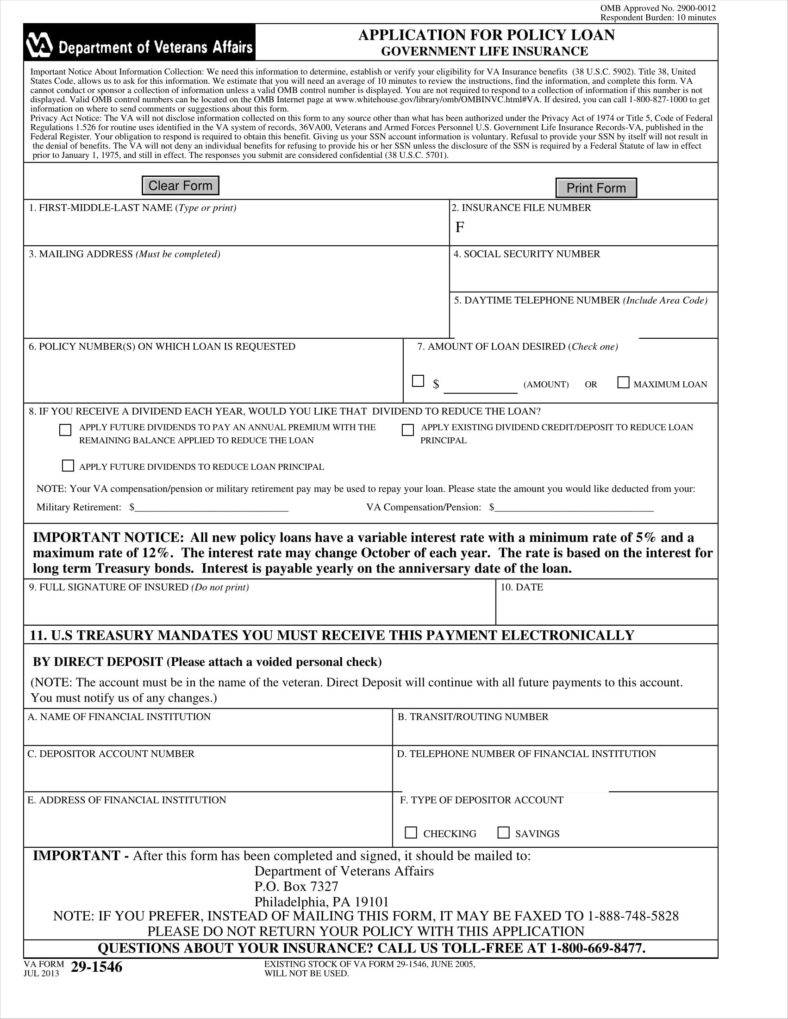 Insurance Form Template 1539