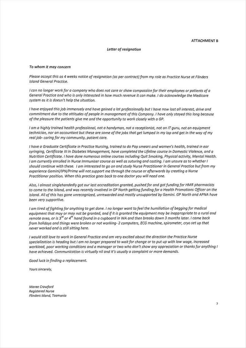 weks notice nursing resignation letter free pdf template 71 788x