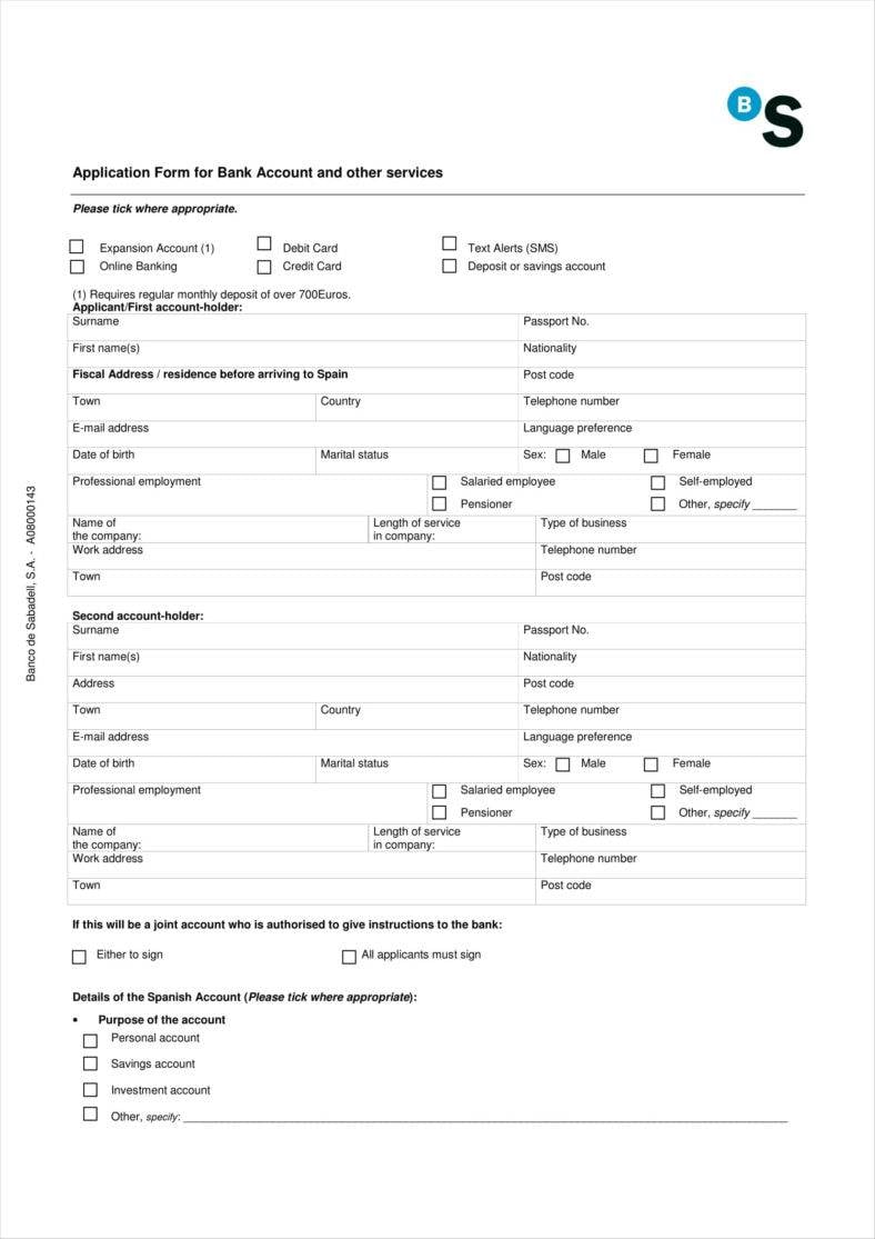 9 Account Application Form Templates Free Pdf Format Download Free And Premium Templates 7435