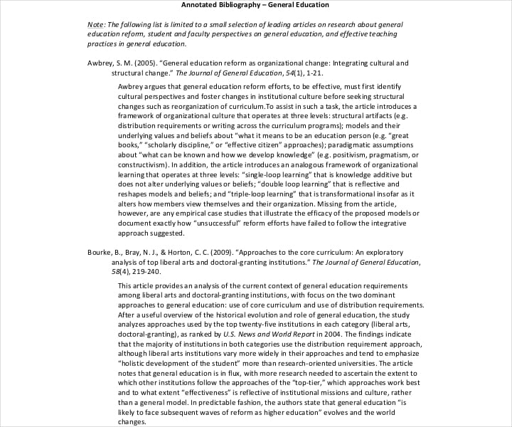 blank teaching annotated bibliography general awareness template