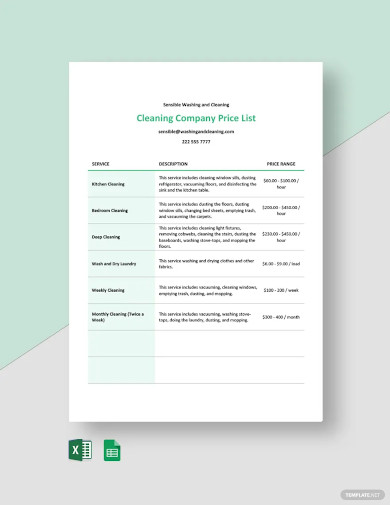 28+ Cleaning Price List Templates - Free Word, PDF, Excel Format ...