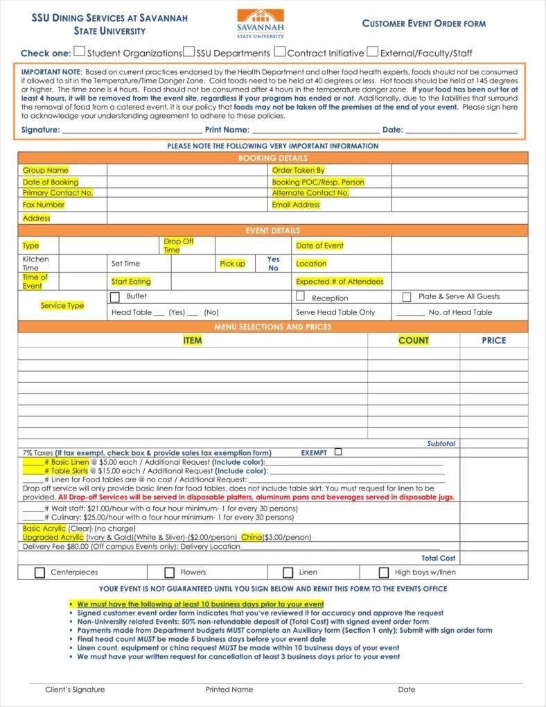 10+ Event Order Form Templates - Google Docs, Google Sheets | Free ...