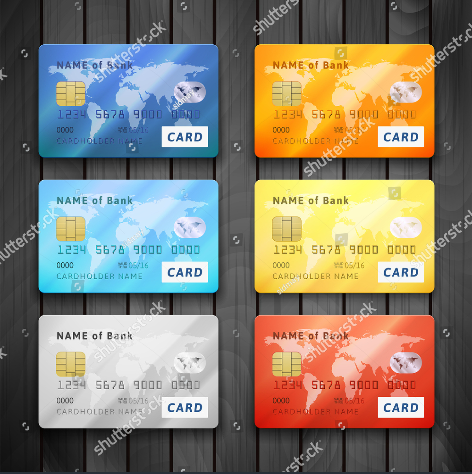 detailed glossy credit card design set