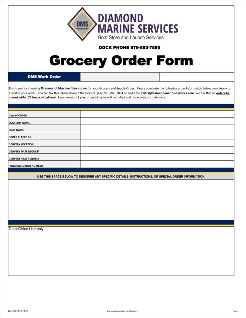 9+ Grocery Order Forms Free Word, PDF, Excel Format Download Free