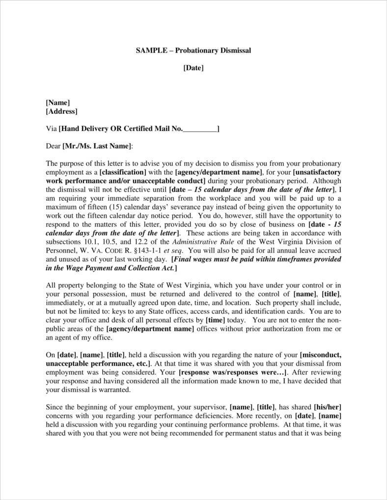 Probation Unsuccessful Completion Letter Template Probation -  Portugal