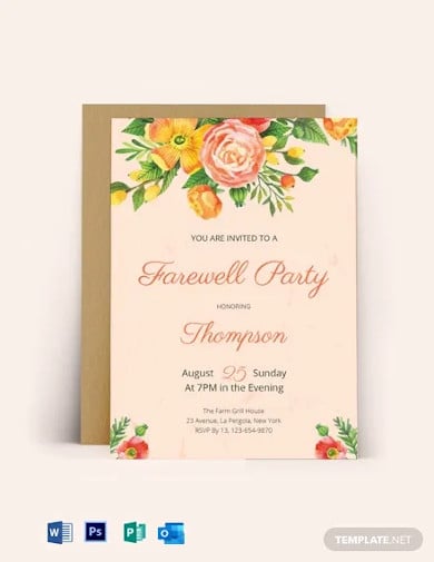 floral farewell party invitation template