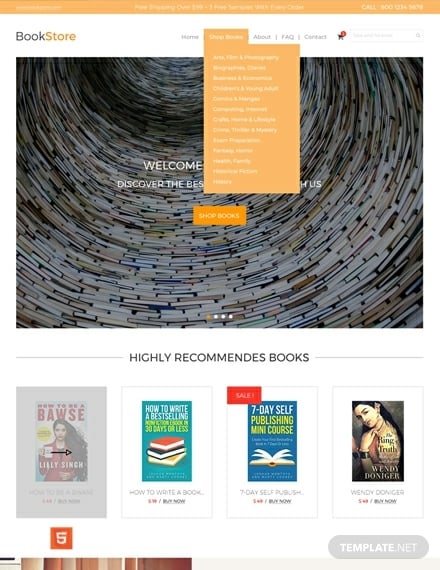 free book store html5css3 website template