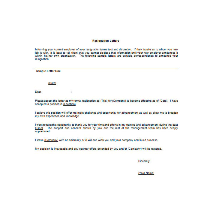 26 Resign Letter Format Templates Free Pdf Doc Format Download 