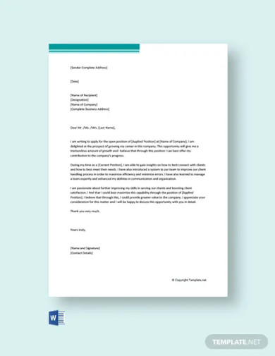 cover letter examples for promotion within company