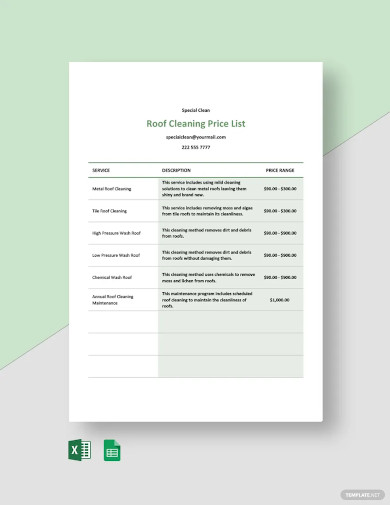 28+ Cleaning Price List Templates - Free Word, PDF, Excel Format ...