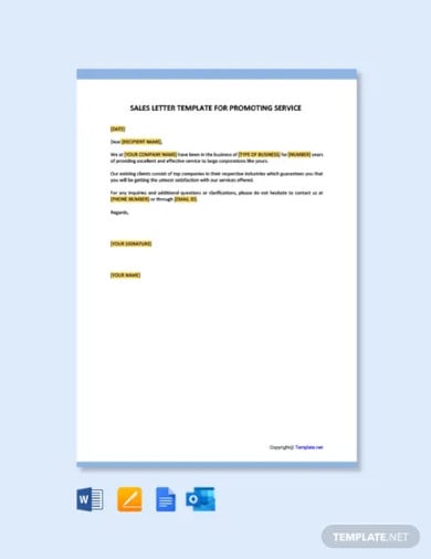 free sales letter template for promoting a service