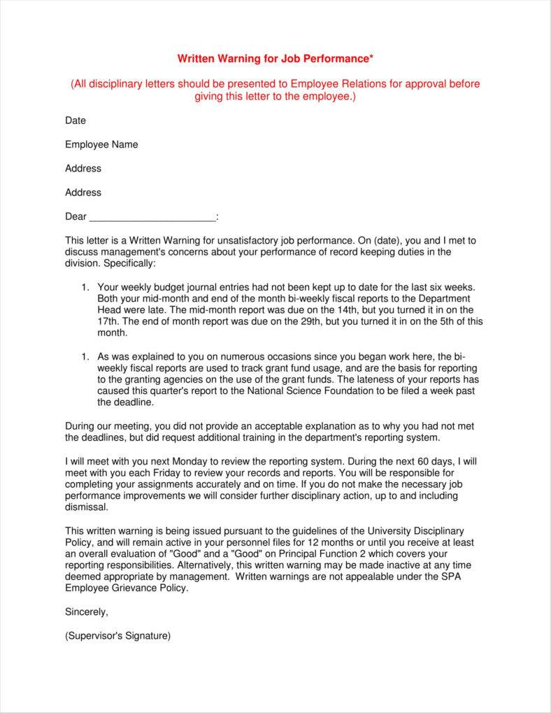 14 Verbal Warning Follow up Letter Templates Free Samples Examples