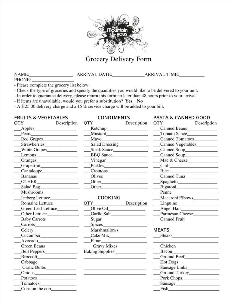 9+ Grocery Order Forms Free Word, PDF, Excel Format Download