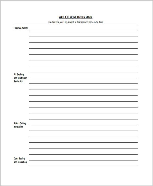 job work order form