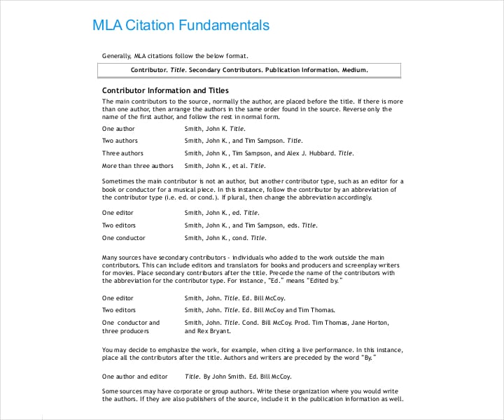 mla format reference template