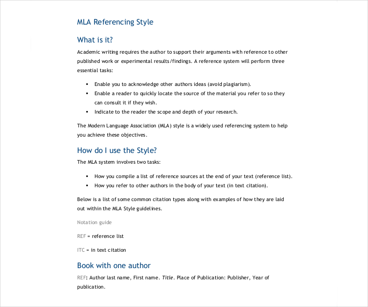 mla reference style format