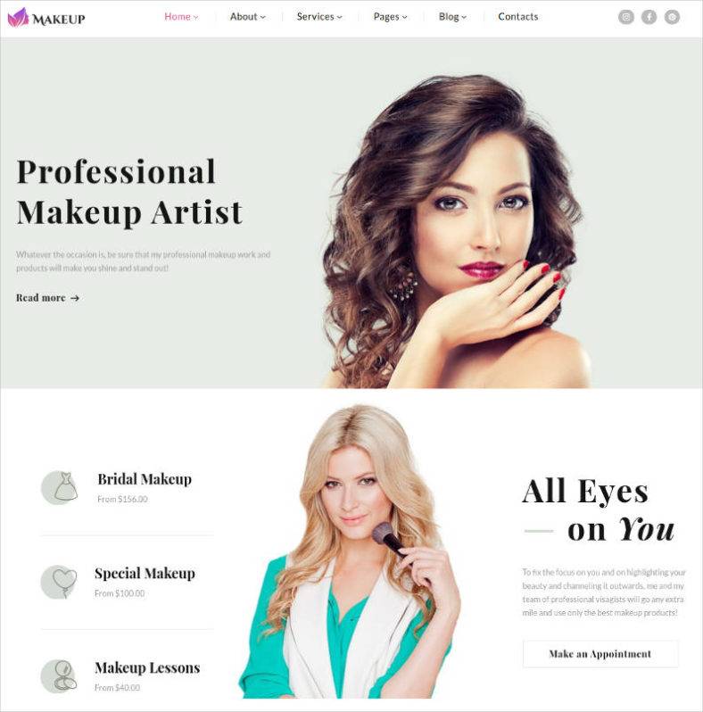 10+ Best Makeup Artists Website Templates Free & Premium