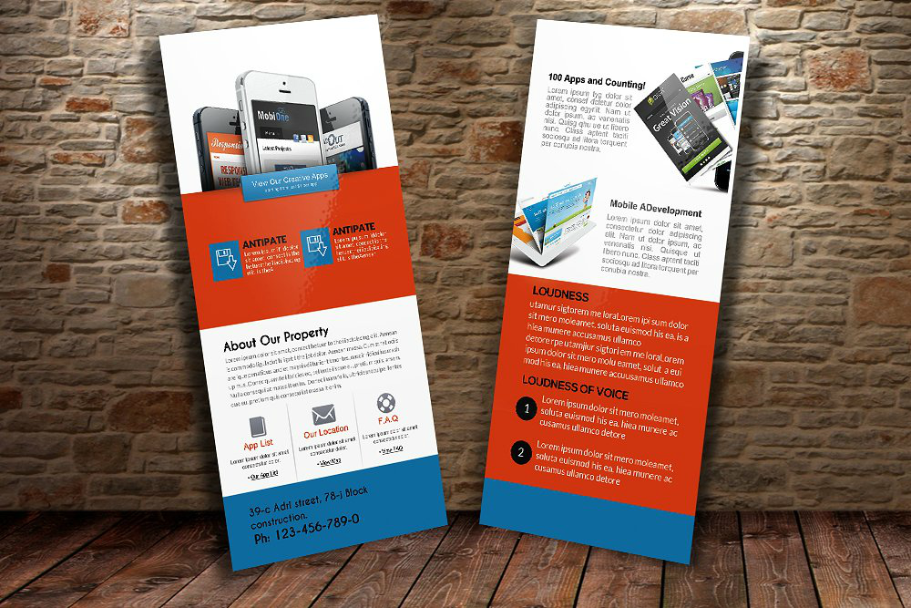 mobile apps rack card template