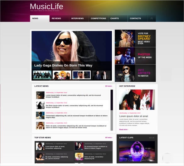 music portal website template