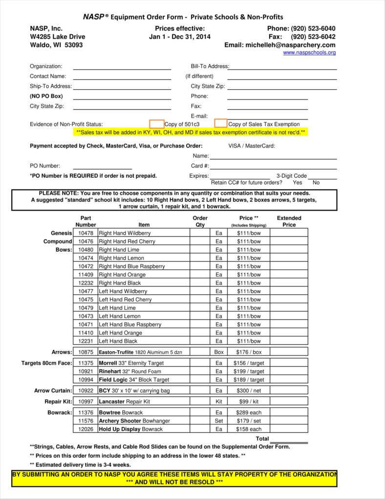 9+ Equipment Order Form Templates Free PDF, Excel Format Download