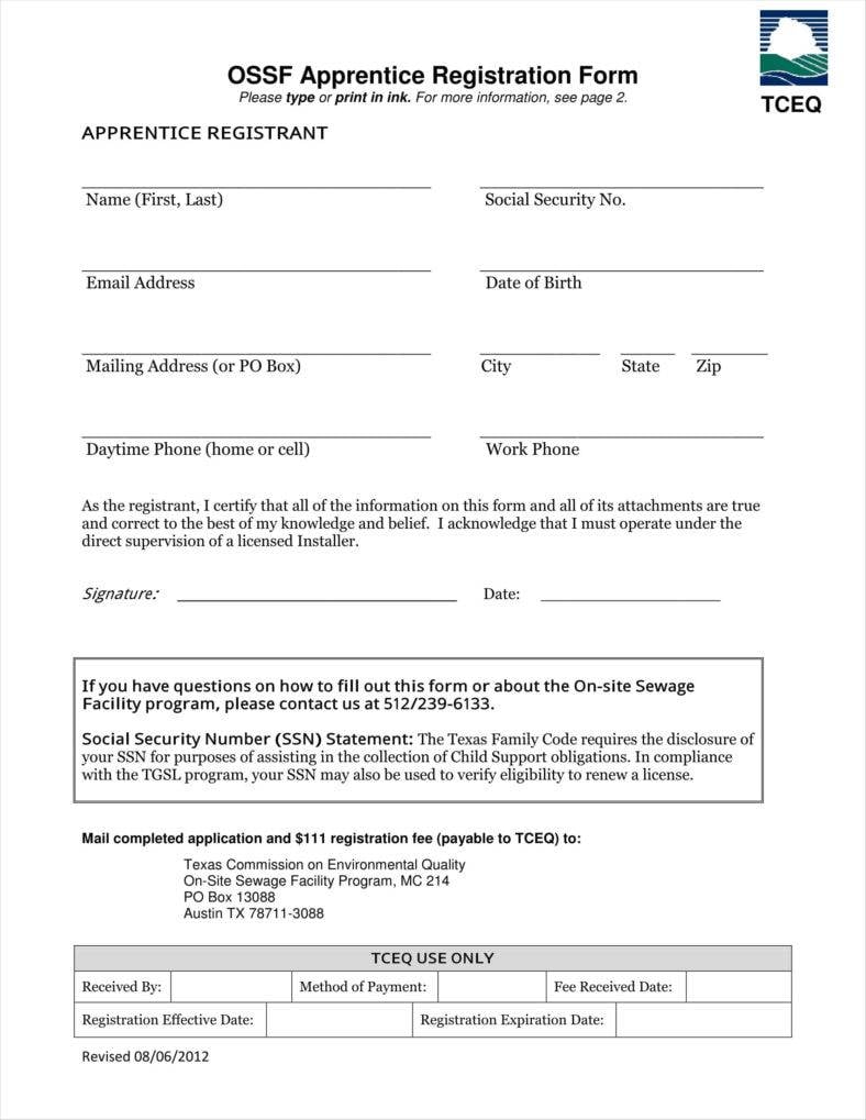 9+ Apprenticeship Application Form Templates Free Word, PDF, Excel