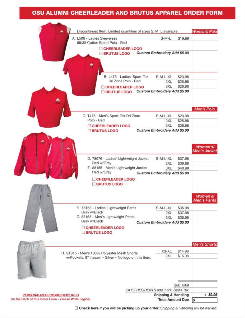 17+ Apparel Order Form Templates No.+ Free Word, PDF, Excel Format Download