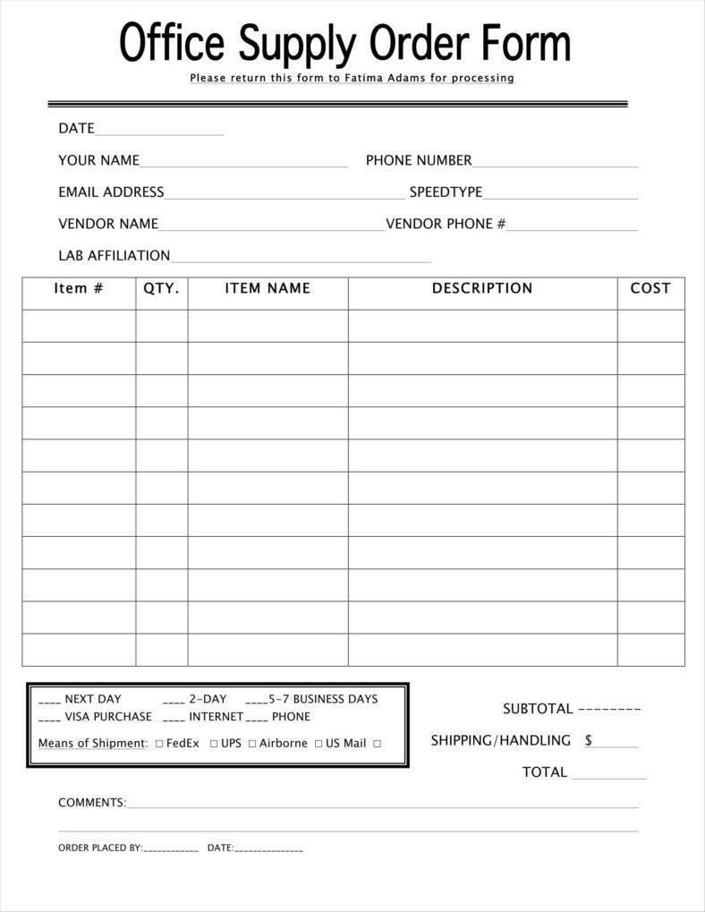 9 equipment order form templates free pdf excel format