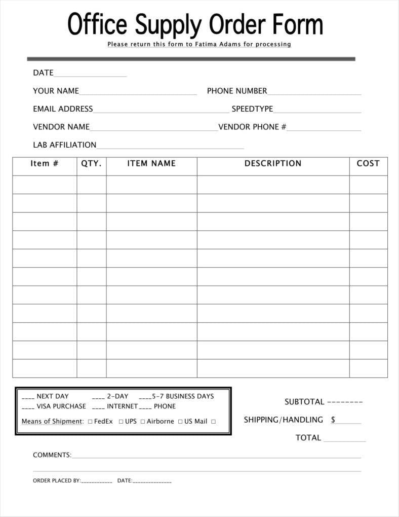 Simple Order Form Template Free from images.template.net
