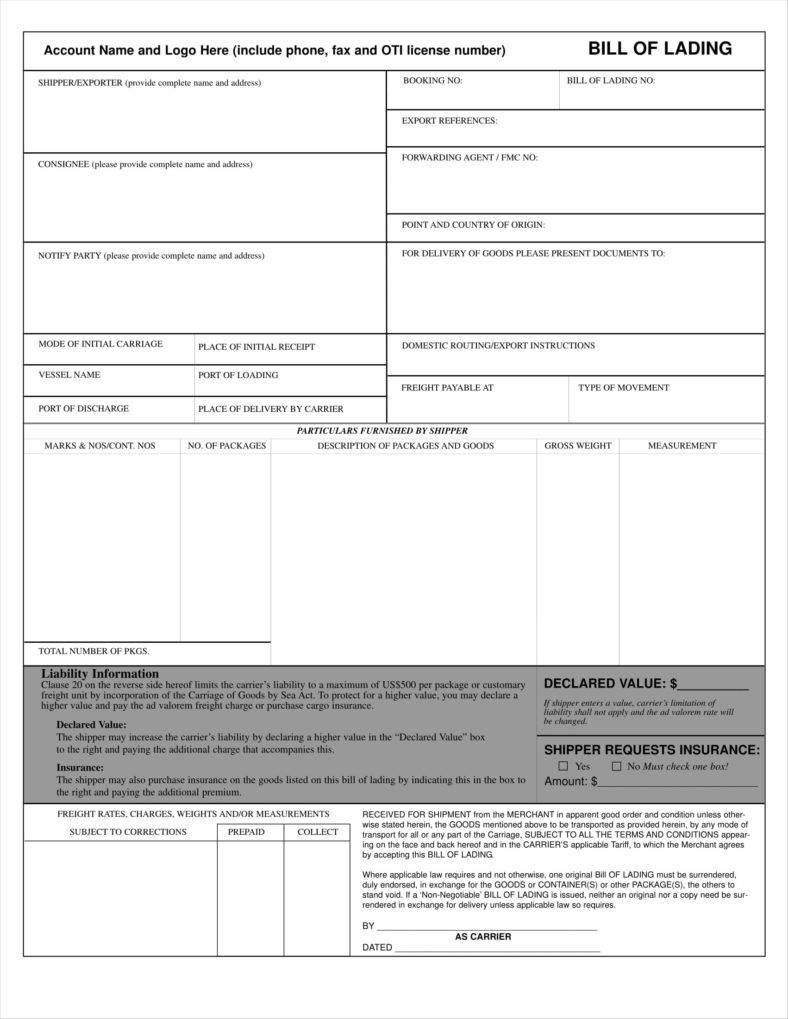 Master Bill Of Lading Template - Download in Word, Google Docs