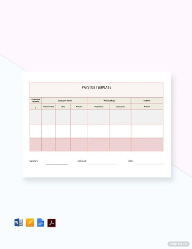 pay check pay stub template
