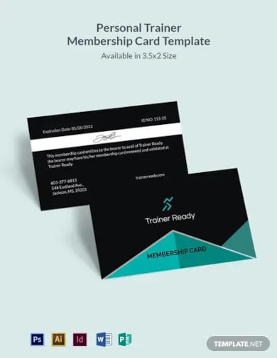 personal trainer membership card template