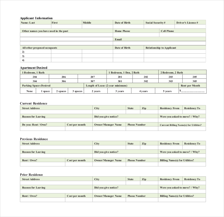 27+ Lease Application Form Templates - Free PDF, Word, Excel Format ...