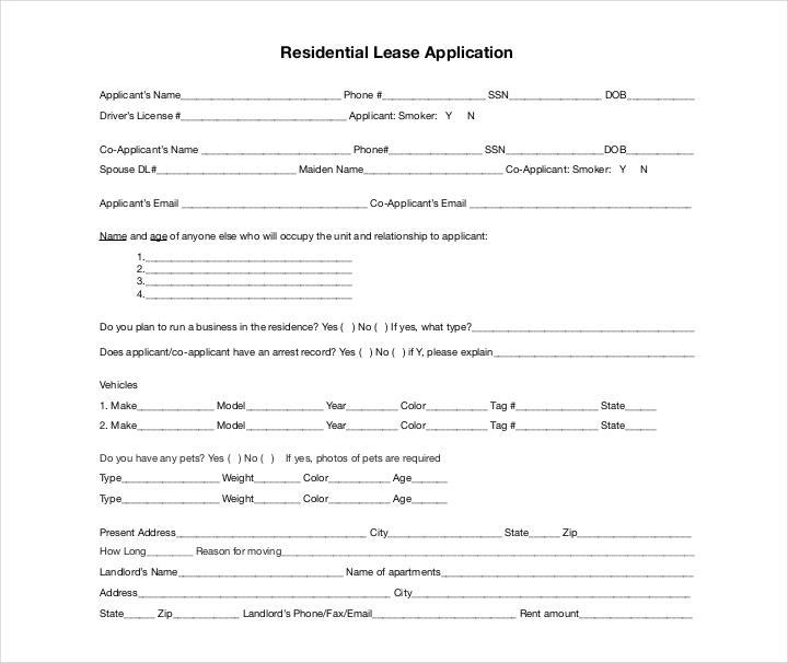 27+ Lease Application Forms in PDF Free & Premium Templates