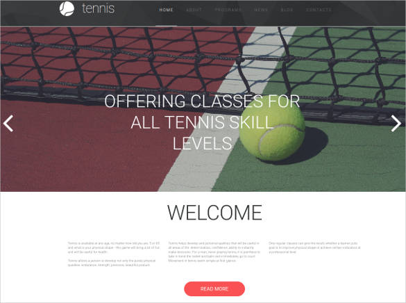 responsive website design for tennis club