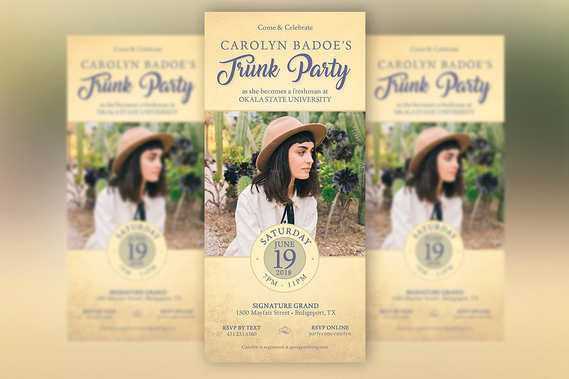 retro trunk party flyer template