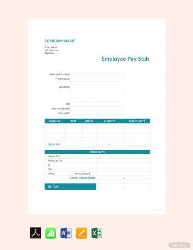 sample employee pay stub template