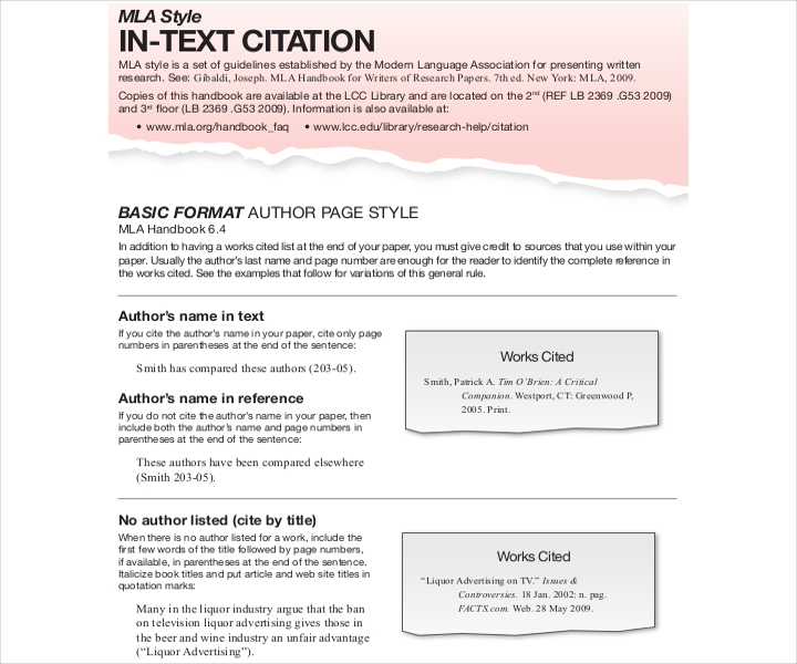 sample text citation mla