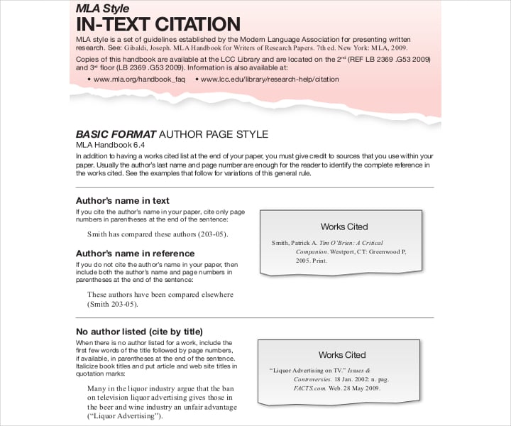 sample text citation mla template