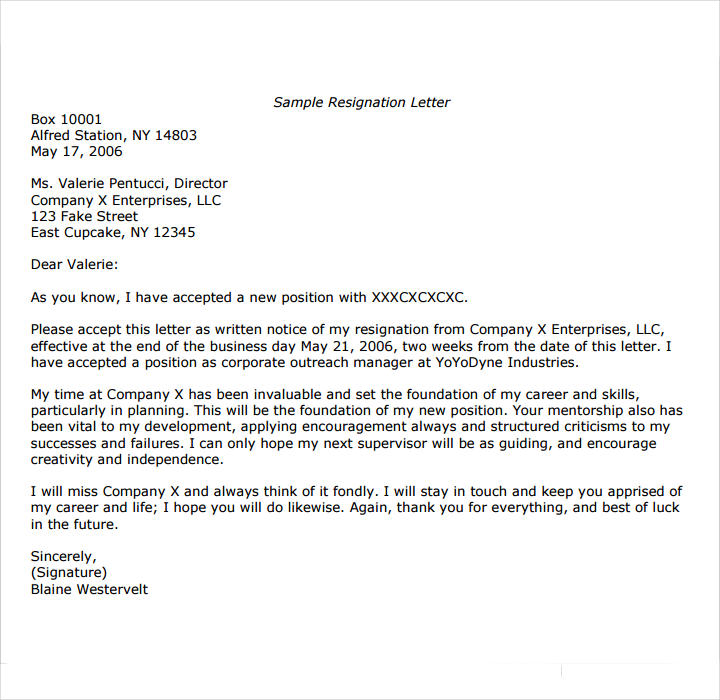 short notice resignation letter template2