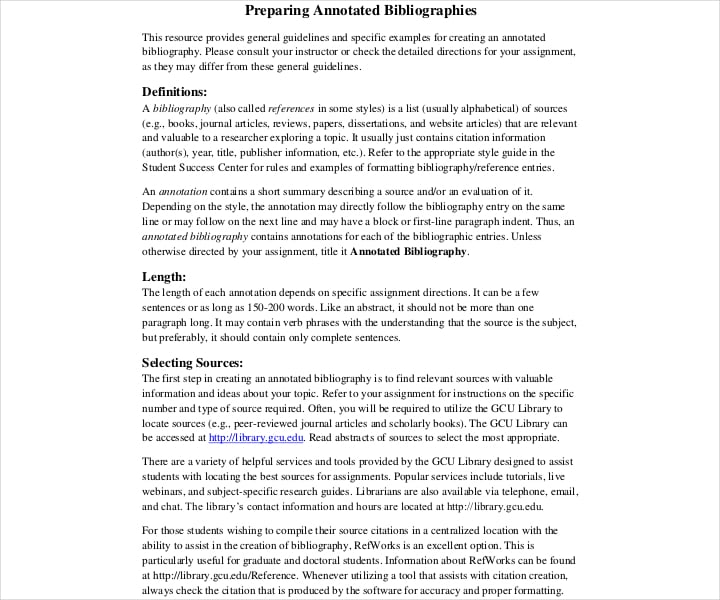 Example of an annotated bibliography for websites
