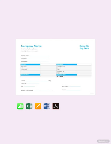 simple corporate business pay stub template