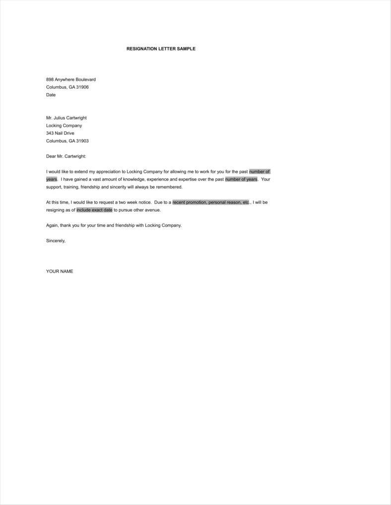 36 Simple Resign Letter Templates Word PDF Excel Format Download