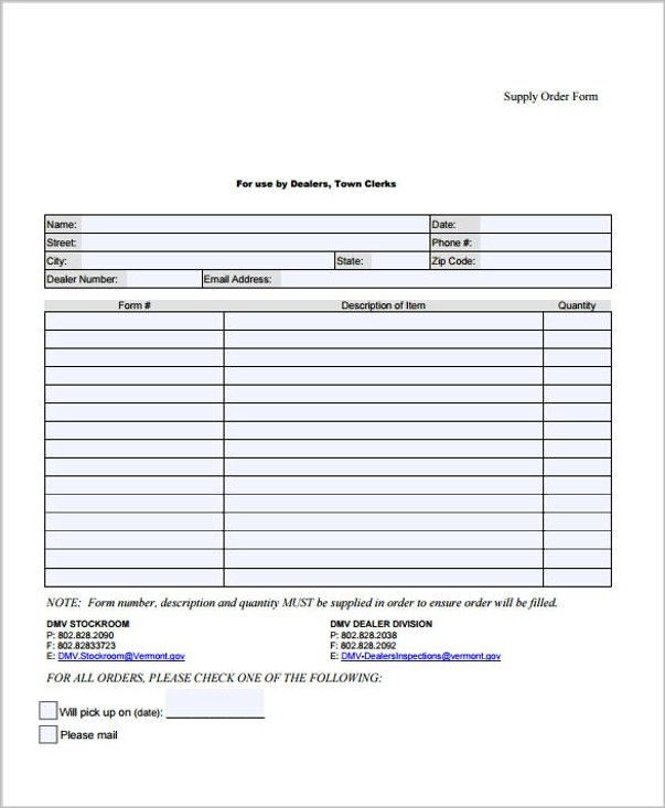 Sample tupperware order form template