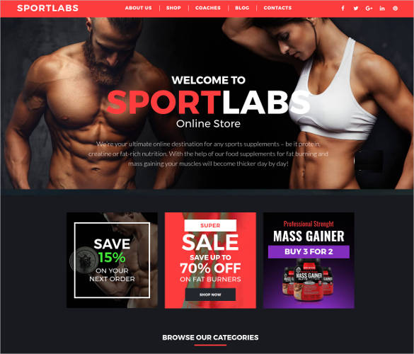 sport labs ecommerce website template