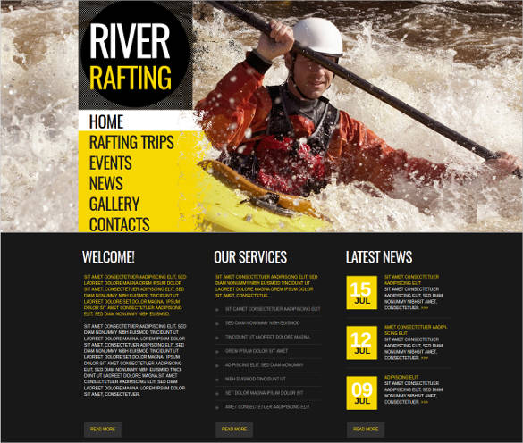 sport website template for river rafting
