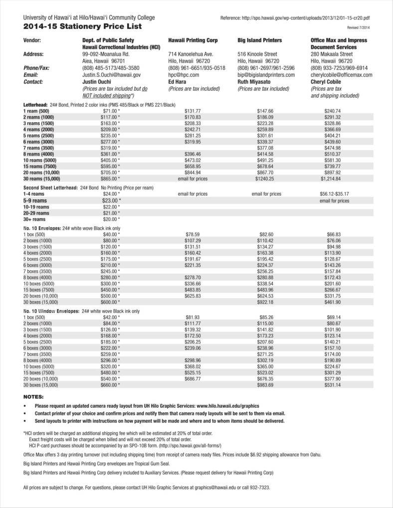 38+ Sample Price List Templates Free DOC, PDF, Excel Format Download