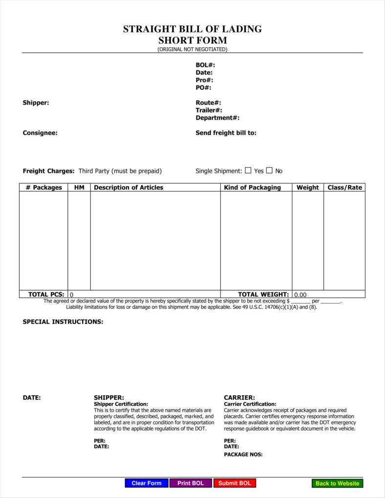 straight bill of lading short form from drake transportation 11 788x10